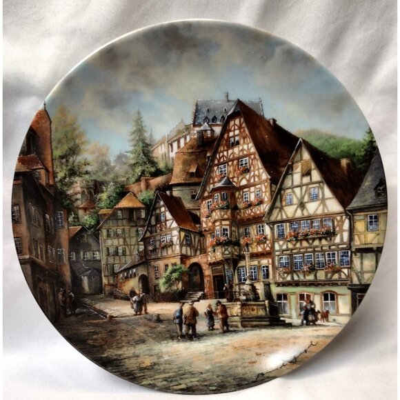 1987 Furstenburg Porcelain Muningers Romantic Winters Set of 4 Wall Plates Art - Picture 7 of 11